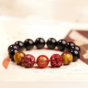 Lucky Year Beads Red Agate Cinnabar Bracelet Twelve Zodiac Gift Bracelet