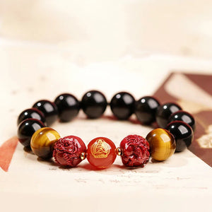 Lucky Year Beads Red Agate Cinnabar Bracelet Twelve Zodiac Gift Bracelet