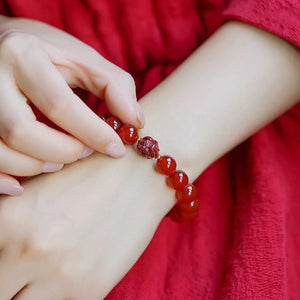 Lucky Year Beads Red Agate Cinnabar Bracelet Twelve Zodiac Gift Bracelet