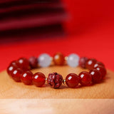 Lucky Year Beads Red Agate Cinnabar Bracelet Twelve Zodiac Gift Bracelet