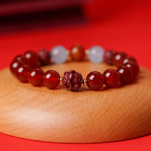 Lucky Year Beads Red Agate Cinnabar Bracelet Twelve Zodiac Gift Bracelet