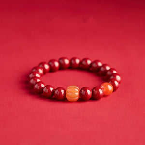 Cinnabar Bracelet Women's Pumpkin Agate Transfer Bead Bracelet Zodiac Year Gift