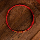 Natural Peach Wood Bracelet With Red Rope For Men And Women Zodiac Year Transfer Bracelet Children's Anti-Frightened Bamboo Bracelet