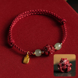 Twelve Zodiac Cinnabar Bracelet Red Rope Hetian Jade Couple Girl's Bracelet Birthday Gift