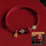 Twelve Zodiac Cinnabar Bracelet Red Rope Hetian Jade Couple Girl's Bracelet Birthday Gift