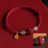 Twelve Zodiac Cinnabar Bracelet Red Rope Hetian Jade Couple Girl's Bracelet Birthday Gift