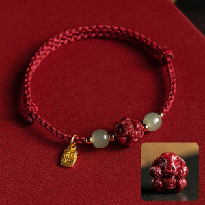 Twelve Zodiac Cinnabar Bracelet Red Rope Hetian Jade Couple Girl's Bracelet Birthday Gift