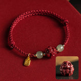 Twelve Zodiac Cinnabar Bracelet Red Rope Hetian Jade Couple Girl's Bracelet Birthday Gift