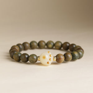 Green Sandalwood Bracelet Female White Jade Bodhi Bracelet Sandalwood Cat Claw Cat Jewelry New Chinese Style Bracelet