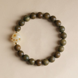 Green Sandalwood Bracelet Female White Jade Bodhi Bracelet Sandalwood Cat Claw Cat Jewelry New Chinese Style Bracelet