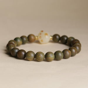 Green Sandalwood Bracelet Female White Jade Bodhi Bracelet Sandalwood Cat Claw Cat Jewelry New Chinese Style Bracelet