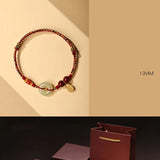 Red Rope Hetian Jade Peace Buckle Bracelet For Men And Women Zodiac Year Transfer Beads Braided Bracelet Couple's Hand Jewelry