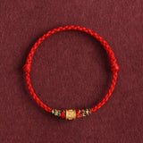 Six Character Mantra Red Rope Bracelet Women's Gold Transfer Bead Bracelet Zodiac Year Gift