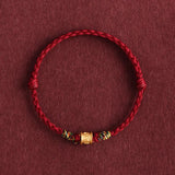 Six Character Mantra Red Rope Bracelet Women's Gold Transfer Bead Bracelet Zodiac Year Gift