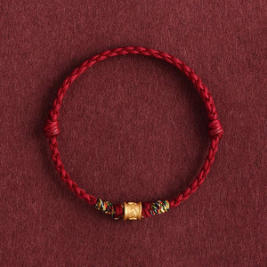 Six Character Mantra Red Rope Bracelet Women's Gold Transfer Bead Bracelet Zodiac Year Gift