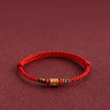 Six Character Mantra Red Rope Bracelet Women's Gold Transfer Bead Bracelet Zodiac Year Gift