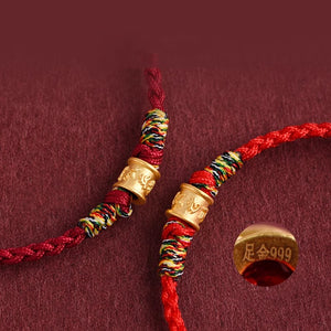 Six Character Mantra Red Rope Bracelet Women's Gold Transfer Bead Bracelet Zodiac Year Gift