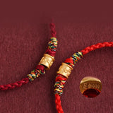 Six Character Mantra Red Rope Bracelet Women's Gold Transfer Bead Bracelet Zodiac Year Gift