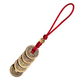 Copper Five Emperors Coins Car Keychain Safe Key Hanging Rope Hand Woven Car Pendant Gift