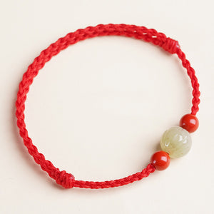 Hetian Jade Bracelet Zodiac Year Cinnabar Red Rope Bracelet Transfer Beads Men's and Women's Bracelets