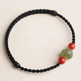 Hetian Jade Bracelet Zodiac Year Cinnabar Red Rope Bracelet Transfer Beads Men's and Women's Bracelets