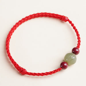 Hetian Jade Bracelet Zodiac Year Cinnabar Red Rope Bracelet Transfer Beads Men's and Women's Bracelets