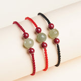 Hetian Jade Bracelet Zodiac Year Cinnabar Red Rope Bracelet Transfer Beads Men's and Women's Bracelets