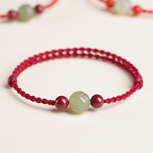 Hetian Jade Bracelet Zodiac Year Cinnabar Red Rope Bracelet Transfer Beads Men's and Women's Bracelets