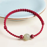 Hetian Jade Bracelet Zodiac Year Cinnabar Red Rope Bracelet Transfer Beads Men's and Women's Bracelets