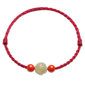 Hetian Jade Bracelet Zodiac Year Cinnabar Red Rope Bracelet Transfer Beads Men's and Women's Bracelets