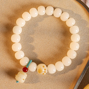 Cat Claw White Jade Bodhi Root Bracelet Buddha Bead Prayer Bead Bodhi Seeds Cultural Play Bracelet