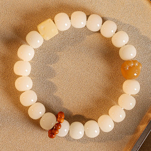 Cat Claw White Jade Bodhi Root Bracelet Buddha Bead Prayer Bead Bodhi Seeds Cultural Play Bracelet