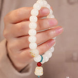 Cat Claw White Jade Bodhi Root Bracelet Buddha Bead Prayer Bead Bodhi Seeds Cultural Play Bracelet