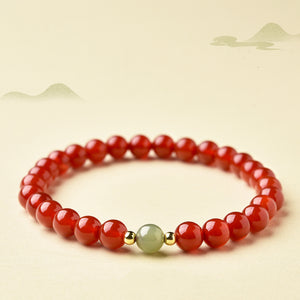 Natural Red Agate Hetian Jade Bracelet For Men And Women Light Luxury And Exquisite Jade Crystal Beads Bracelet