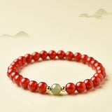 Natural Red Agate Hetian Jade Bracelet For Men And Women Light Luxury And Exquisite Jade Crystal Beads Bracelet