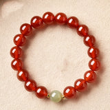 Natural Red Agate Hetian Jade Bracelet For Men And Women Light Luxury And Exquisite Jade Crystal Beads Bracelet