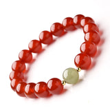 Natural Red Agate Hetian Jade Bracelet For Men And Women Light Luxury And Exquisite Jade Crystal Beads Bracelet