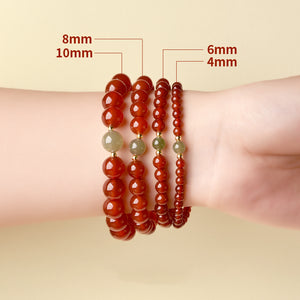 Natural Red Agate Hetian Jade Bracelet For Men And Women Light Luxury And Exquisite Jade Crystal Beads Bracelet