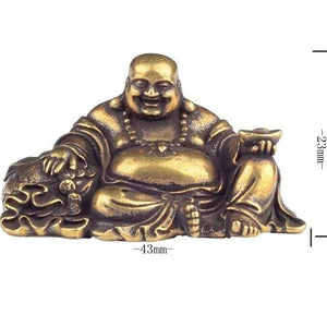 Maitreya Buddha Ornaments Pure Copper Big Belly Laughing Buddha Cloth Bag Monk Handle Piece Desktop Car Mini Ornaments