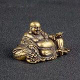 Maitreya Buddha Ornaments Pure Copper Big Belly Laughing Buddha Cloth Bag Monk Handle Piece Desktop Car Mini Ornaments