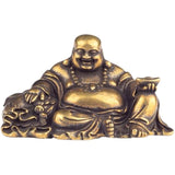 Maitreya Buddha Ornaments Pure Copper Big Belly Laughing Buddha Cloth Bag Monk Handle Piece Desktop Car Mini Ornaments