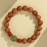 Natural Old Peach Wood Couple Exquisite-Bracelet Original Zodiac Year Buddha Bead Bracelet