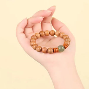 Natural Old Peach Wood Couple Exquisite-Bracelet Original Zodiac Year Buddha Bead Bracelet