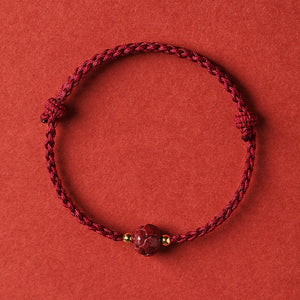 Lotus Woven Red Rope Cinnabar Hetian Jade Couple Zodiac Year Gift Bracelet