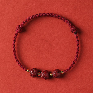 Lotus Woven Red Rope Cinnabar Hetian Jade Couple Zodiac Year Gift Bracelet