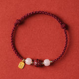 Lotus Woven Red Rope Cinnabar Hetian Jade Couple Zodiac Year Gift Bracelet