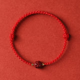 Lotus Woven Red Rope Cinnabar Hetian Jade Couple Zodiac Year Gift Bracelet