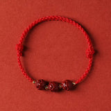 Lotus Woven Red Rope Cinnabar Hetian Jade Couple Zodiac Year Gift Bracelet